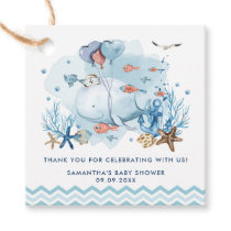 Nautical Whale Under the Sea Blue Boy Baby Shower  Favor Tags
