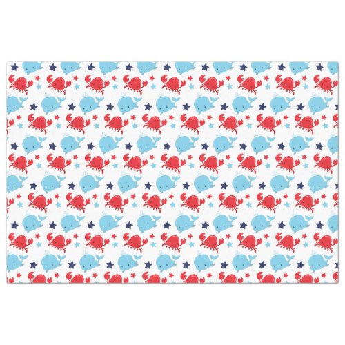 Nautical Whales and Crabs Pattern Tissue Paper