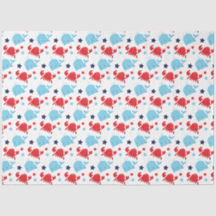 Nautical Whales and Crabs Pattern Tissue Paper