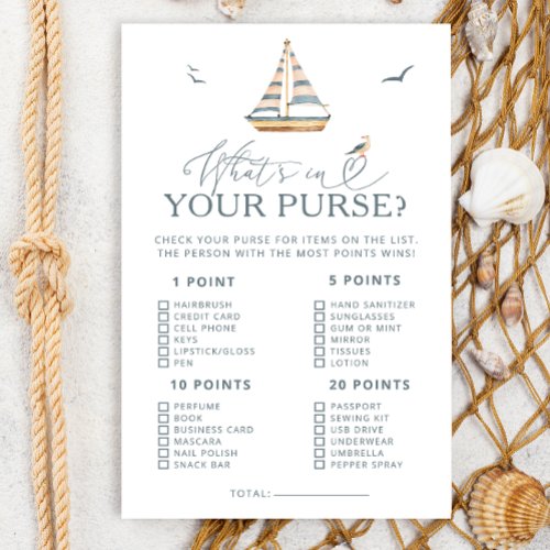 Nautical Whats in Your Purse Baby Shower Game