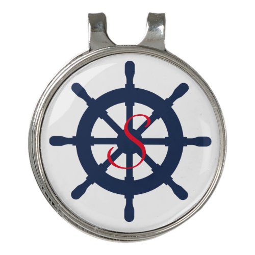 Nautical wheel custom ball marker golf hat clip