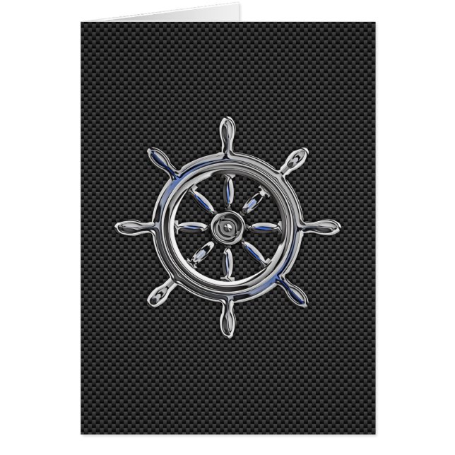 Nautical Wheel on Carbon Fiber Decor Cards (Front)