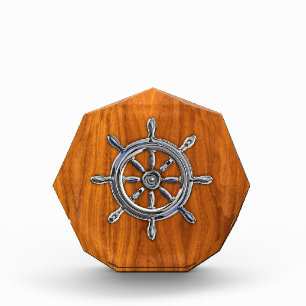 Nautical Wheel on Teak Veneer Award
