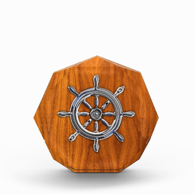Nautical Wheel on Teak Veneer Award (Front)