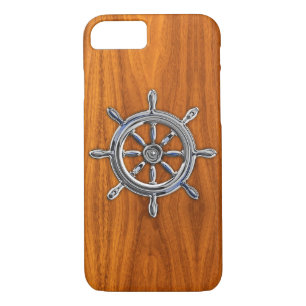 Nautical Wheel on Teak Wood Style iPhone 8/7 Case