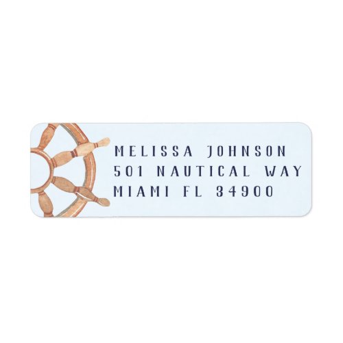 Nautical Wheel Personalized Teal Return Address Label
