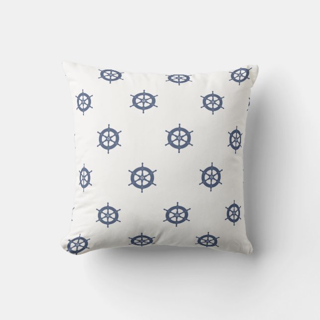 Nautical Wheel Throw Pillow (Front)