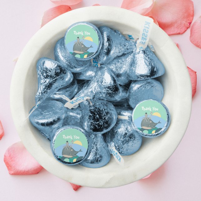 Nautical Whimsical Whale Octopus Green Baby Shower Hershey®'s Kisses® (Lovable Nautical Whale Squid Green Baby Shower Hershey®'s Kisses® ©Susanne Sachers - Sunny Mind 🌞)