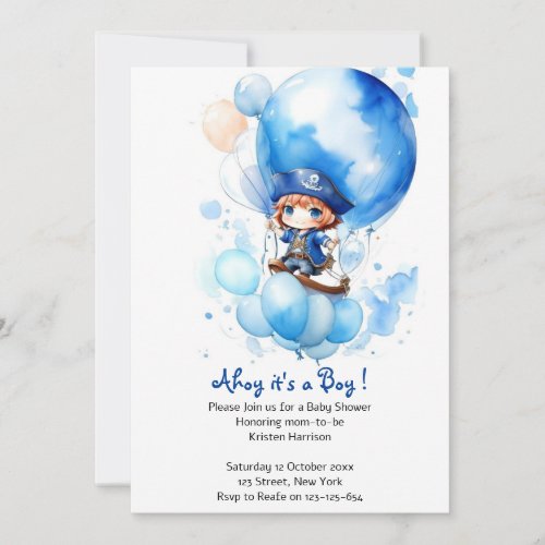 Nautical Whirlwind Little Sailor Boy Baby Shower Invitation