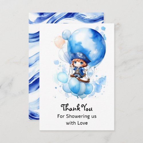 Nautical Whirlwind Little Sailor Boy Baby Shower Thank You Card