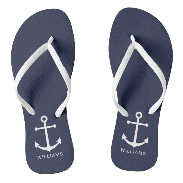 Navy Blue Flip Flops | Zazzle 