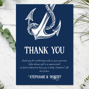 Nautical White Anchor Baby Shower Thank You Card