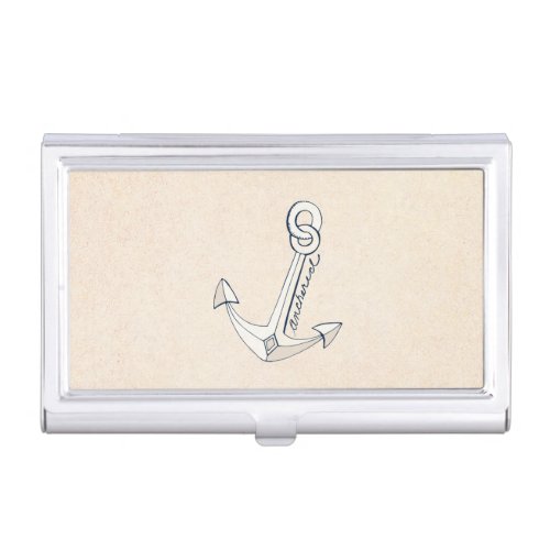 Nautical White Anchor Business Card Holder