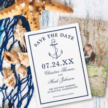 Nautical White Anchor Classic Save the Date Invitation