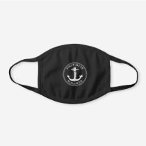 Nautical White Anchor First Mate Add Name Black Cotton Face Mask