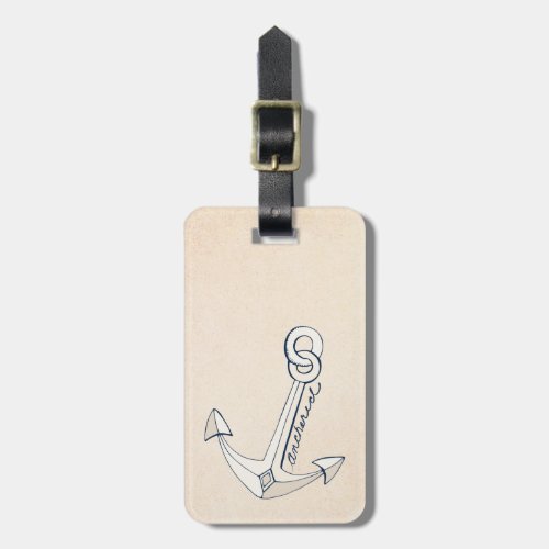 Nautical White Anchor Luggage Tag