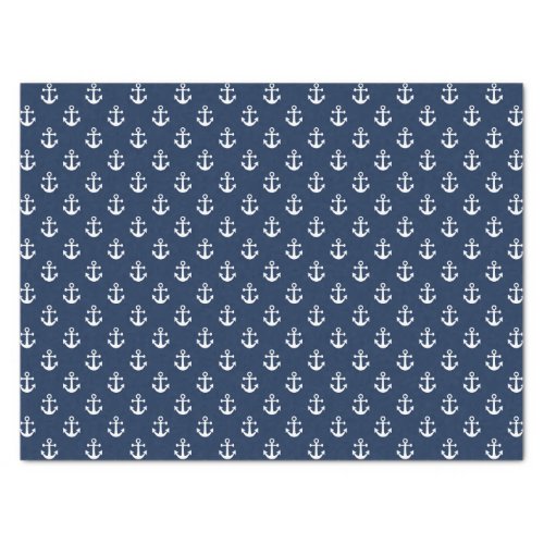 Nautical white anchor on a navy blue background tissue paper