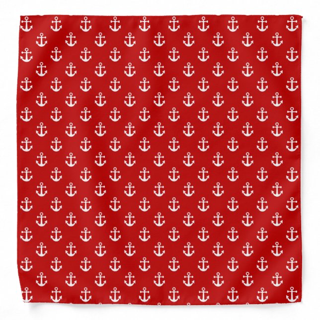 Nautical white anchor on a red background bandana (Front)