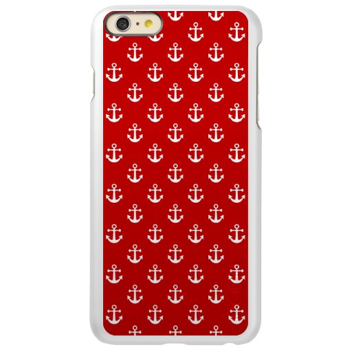 Nautical white anchor on a red background incipio feather shine iPhone 6 plus case