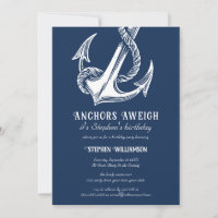 Nautical White Anchor on Navy Birthday Party