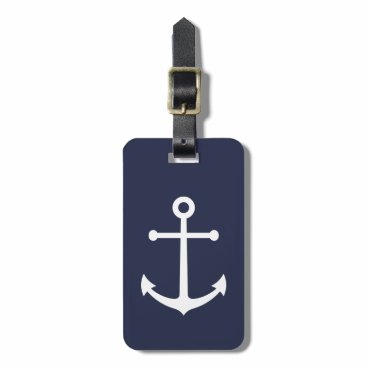 Nautical White Anchor on Navy Blue Bag Tag Nautical White Anchor on Navy Blue Bag Tag