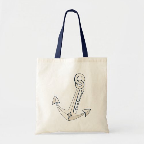 Nautical White Anchor Tote Bag