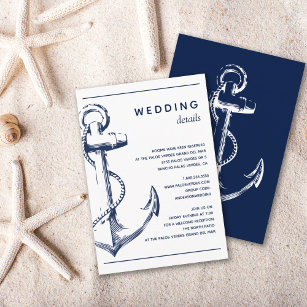 Nautical White Anchor Wedding Detail Enclosure Card