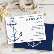 Nautical White Anchor Wedding Reception Enclosure Card