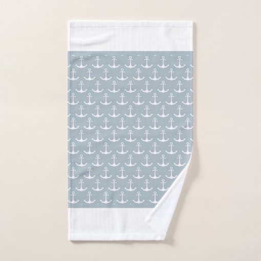 Nautical White Anchors Bath Towel Set Zazzle