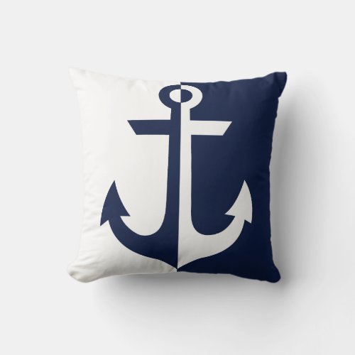 Nautical White and Blue Anchor pick your color Throw Pillow