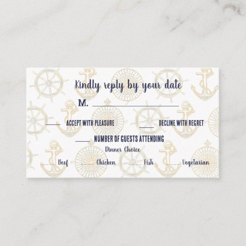 Nautical White And Gold Wedding Enclosure Card