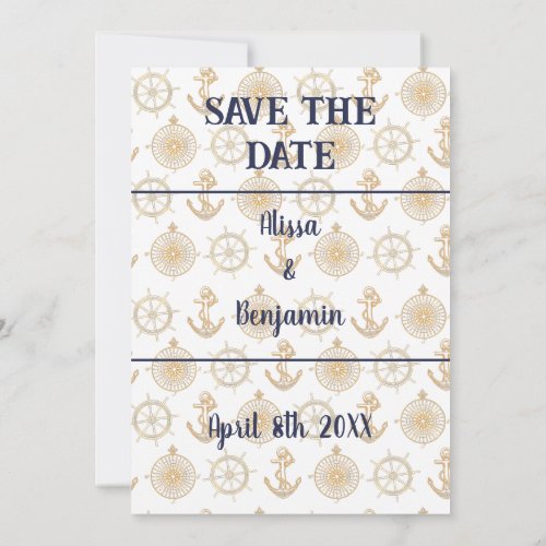 Nautical White And Gold Wedding Save The Date