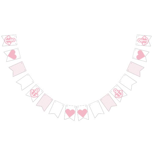 Nautical White and Pink  Bunting Bunting Flags