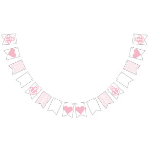 Nautical White and Pink  Bunting Flags