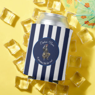 Nautical White Blue Rum Skeleton   Can Cooler