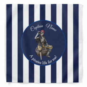 Nautical White Blue Skeleon Party Pirate   Bandana