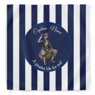 Nautical White Blue Skeleon Party Pirate   Bandana