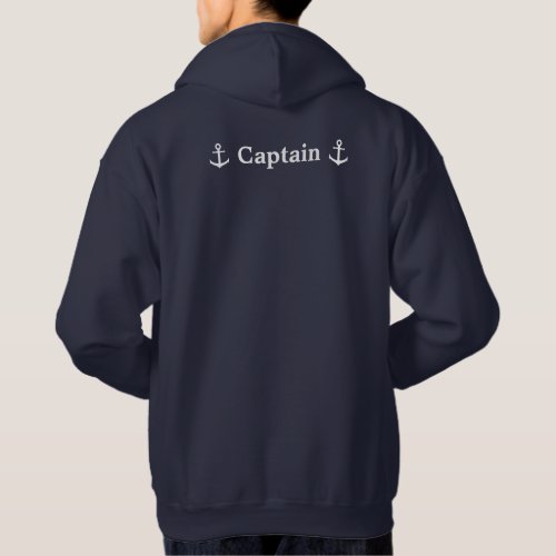 Nautical White Boat Anchor  Captain Hoodie