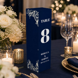 nautical white lace navy blue wedding wine box
