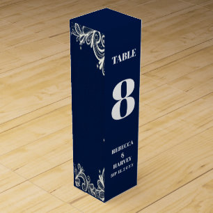 nautical white lace navy blue wedding wine box