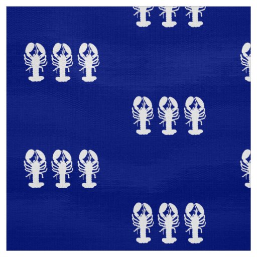 Nautical White Lobsters Fabric