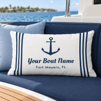 Nautical White Navy Anchor Stripe Boat Name