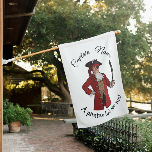 Nautical White Pirate Boy  House Flag (In SItu)