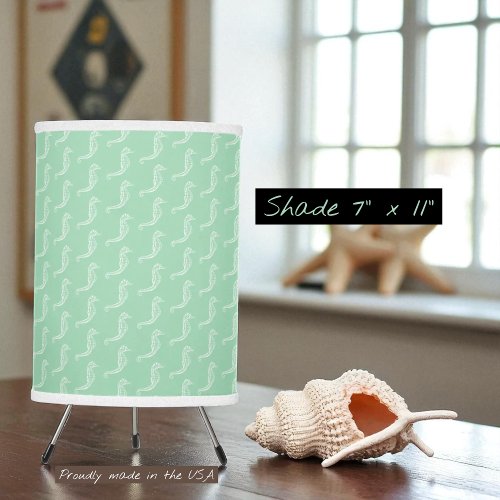 Nautical White Seahorse Skeleton Pattern Green