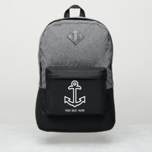 Nautical White Ship's Anchor Personalized Boat Port Authority® Backpack