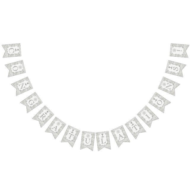 Nautical Whitewashed Wood Beach Wedding Collection Bunting Flags (All)