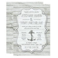 Nautical Whitewashed Wood Beach Wedding Collection Card