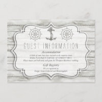 Nautical Whitewashed Wood Beach Wedding Collection Enclosure Card