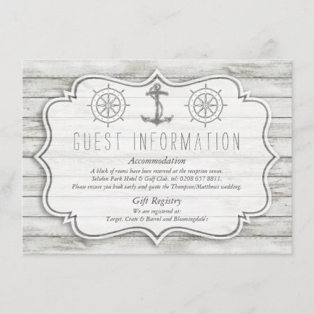 Nautical Whitewashed Wood Beach Wedding Collection Enclosure Card
