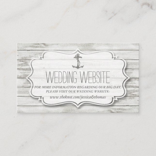 Nautical Whitewashed Wood Beach Wedding Collection Enclosure Card (Front)